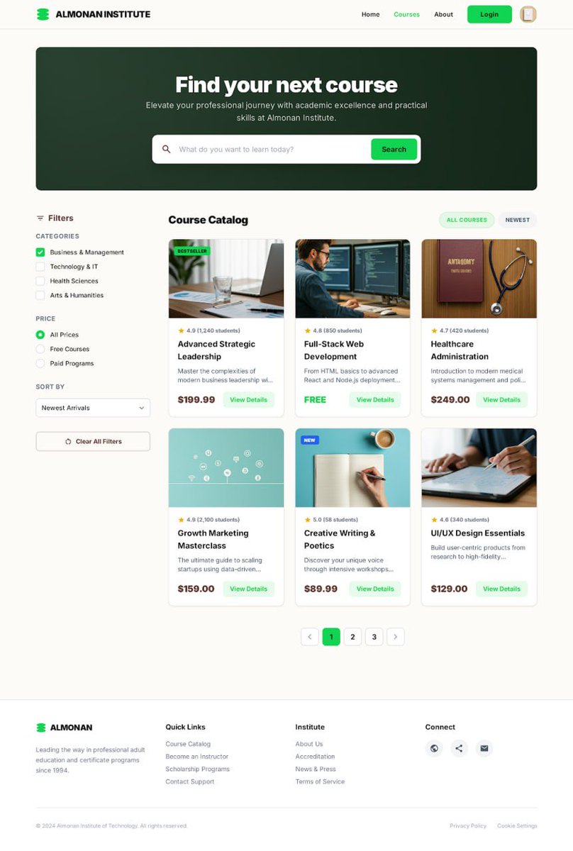 Upnorthbot's tweet photo. Just designed this modern LMS website for Almonan Institute 🎓✨
Online learning + offline tracking in one clean platform.

Available for web design &amp; development projects 🚀
#WebDesign #UIDesign #FrontendDeveloper https://t.co/OM0UKp9Z1y
