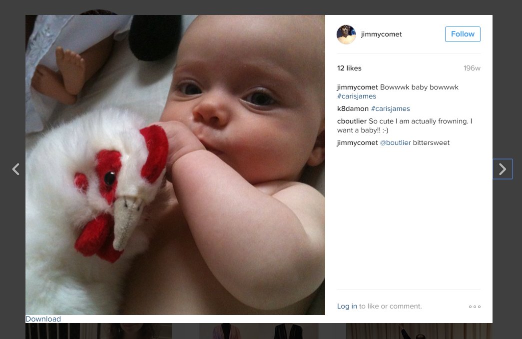 Owner of PingPong Pizza, Jimmy Comet's Instagram

Baby photos with the hashtag: #carisjames  
car= Carribean
is = Island
James = Little St James (Epstein Island)