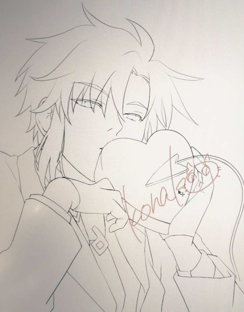 お出掛けするので、今日中に完成も難しそうなので、とりあえず線画だけ