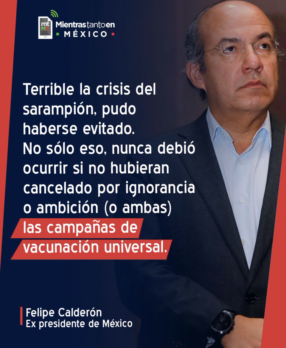 Estoy totalmente de acuerdo con <a href="/FelipeCalderon/">Felipe Calderón 🇲🇽🇺🇦</a> 

Yo agregaría la pregunta más devastadora; ¿Por qué <a href="/lopezobrador_/">Andrés Manuel</a> canceló las campañas de vacunación, quimios, etc…? 

Es SEGURO que algún asesor le dijo que eso causaría muchas muertes y que si quería vengarse de las