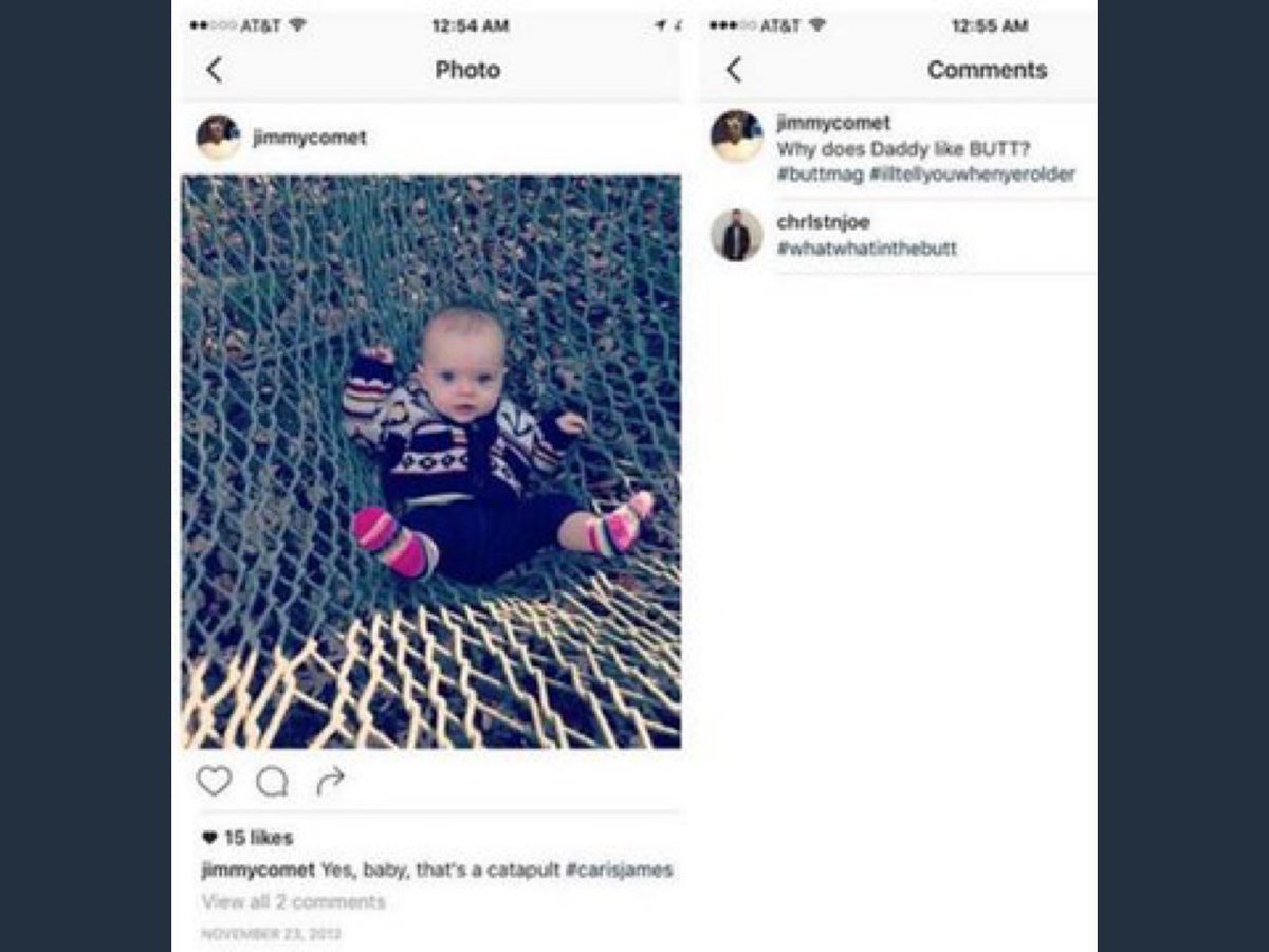 BradCGZ's tweet photo. Car-Is-James 
"Why does daddy like butt?"
#JimmyComet #Pizzagate https://t.co/8m11nxAoc8