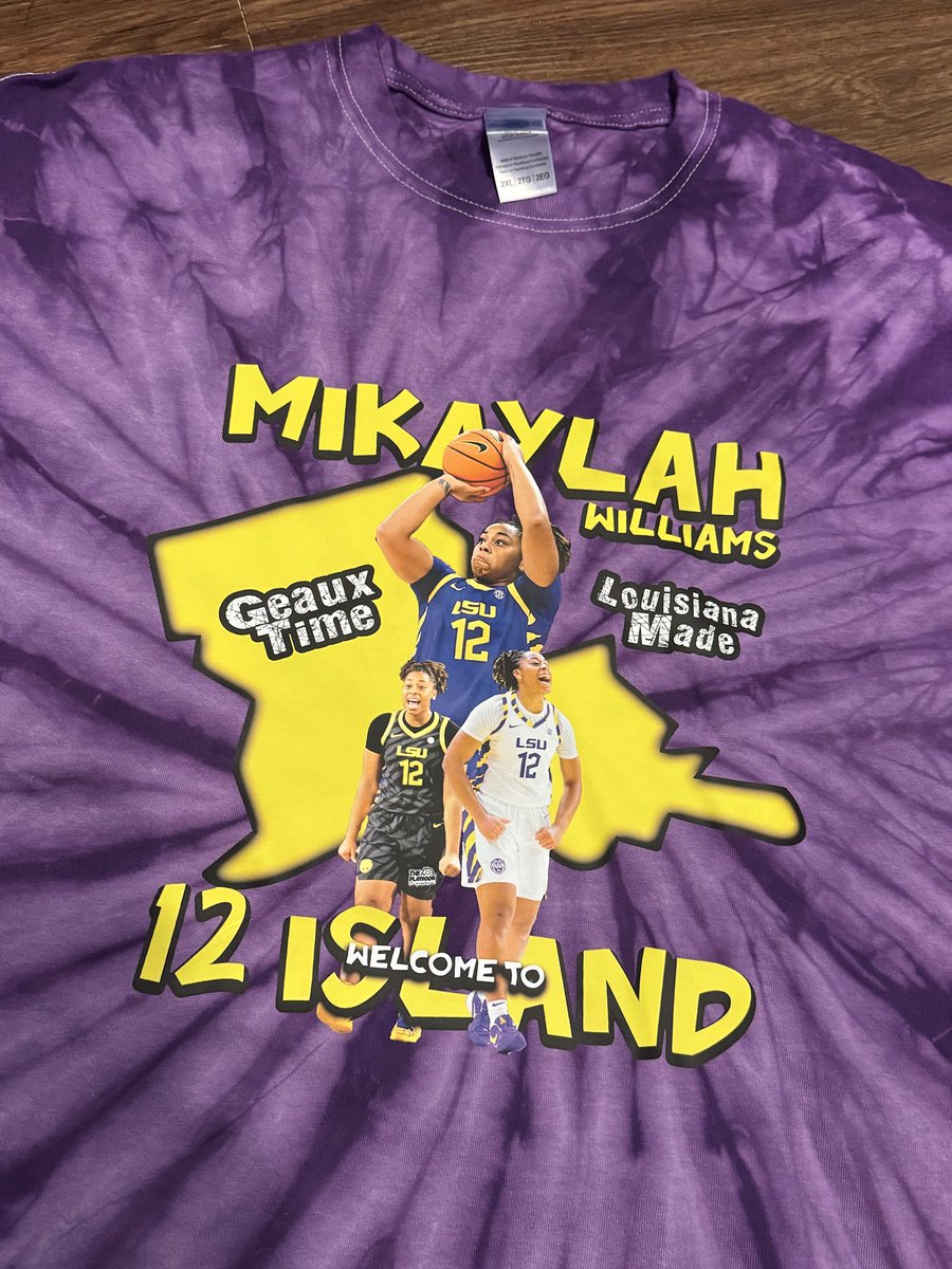7oh8one2's tweet image. Shit I designed and printed for the game tonight #mk12 Welcome to 12 Island 🔥 Let’s Geaux #mikaylahwilliams #lsuladytigers #wcbb