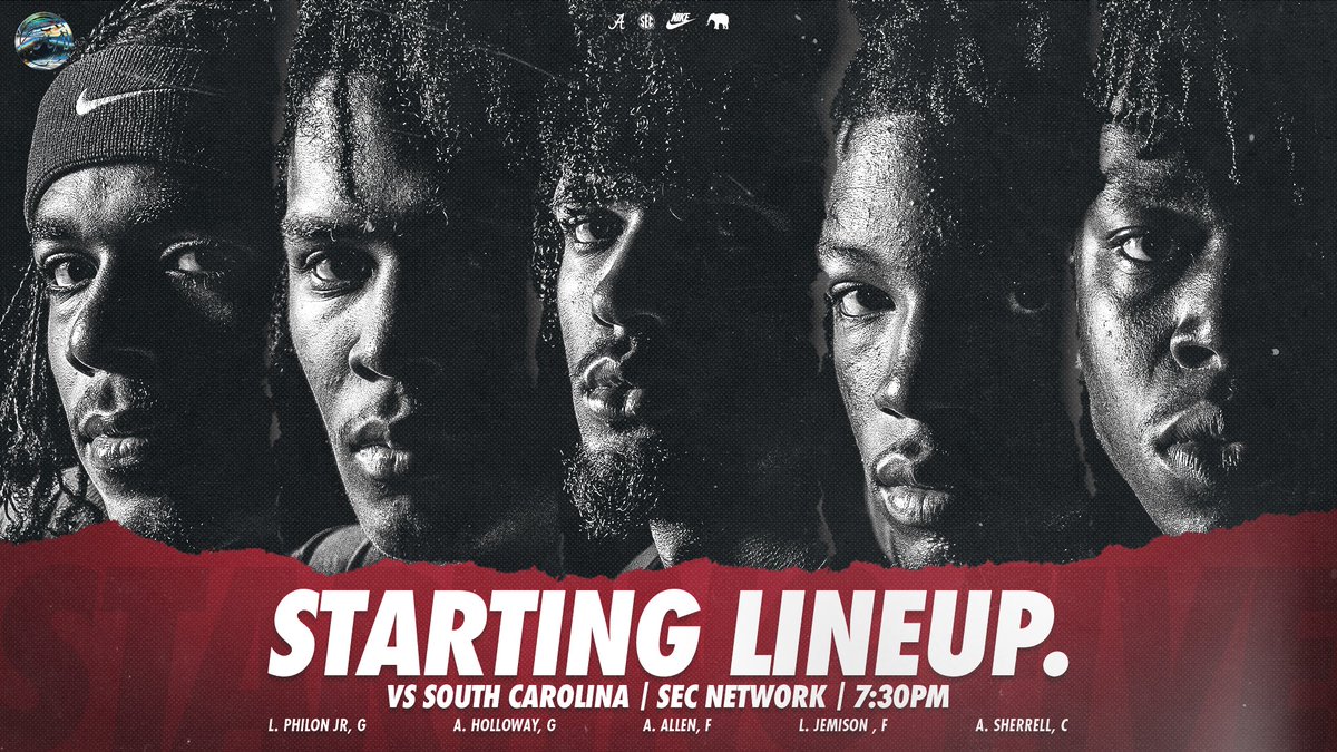 Tonight's Starting 🖐🏼 vs. South Carolina.

#RollTide | #BlueCollarBasketball
