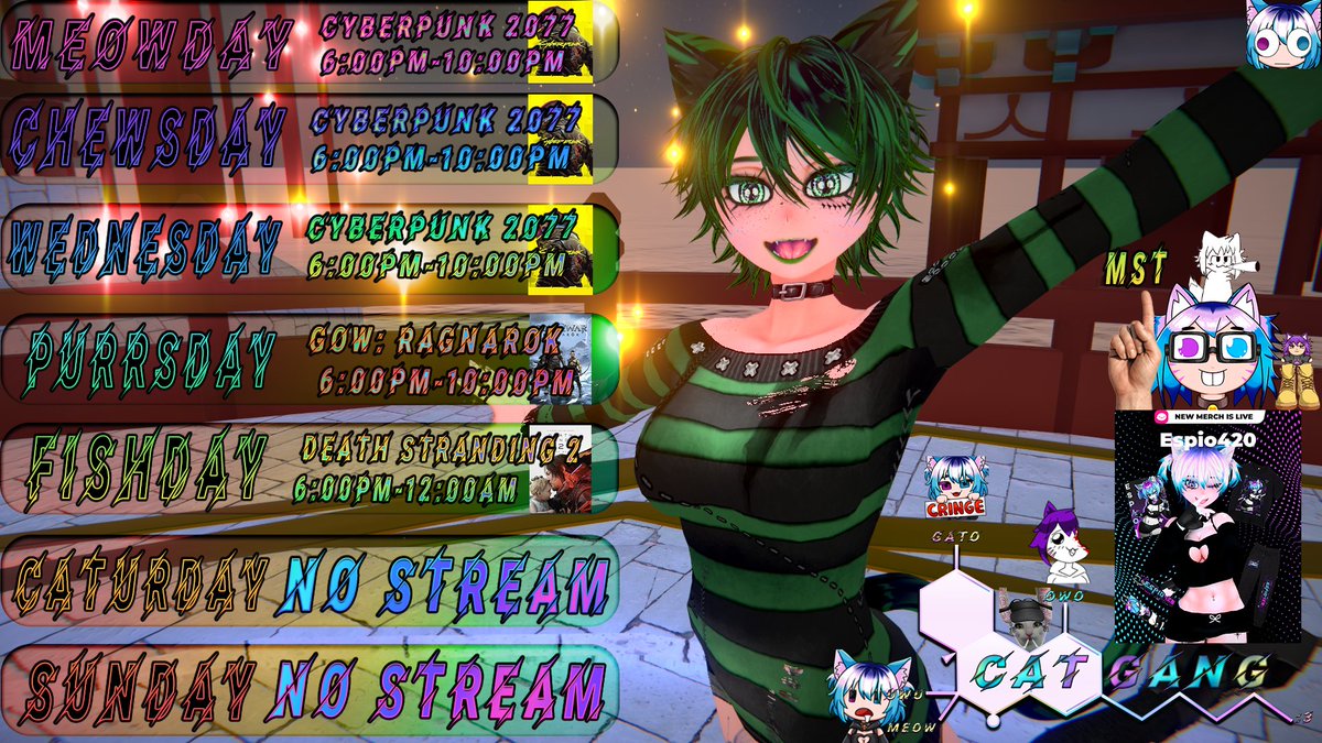 sowwy I was sick for a whole week
but we back now :3

Valentines chaos + gremlin recovery arc complete 💘😈
Streams return this week:
🌆 Cyberpunk (Mon–Wed)
⚔️ Ragnarök (Thu)
📦 Death Stranding (Fri)

Voice back. Vibes back. Catgang back.
#CatGang #VTuber #Cyberpunk2077