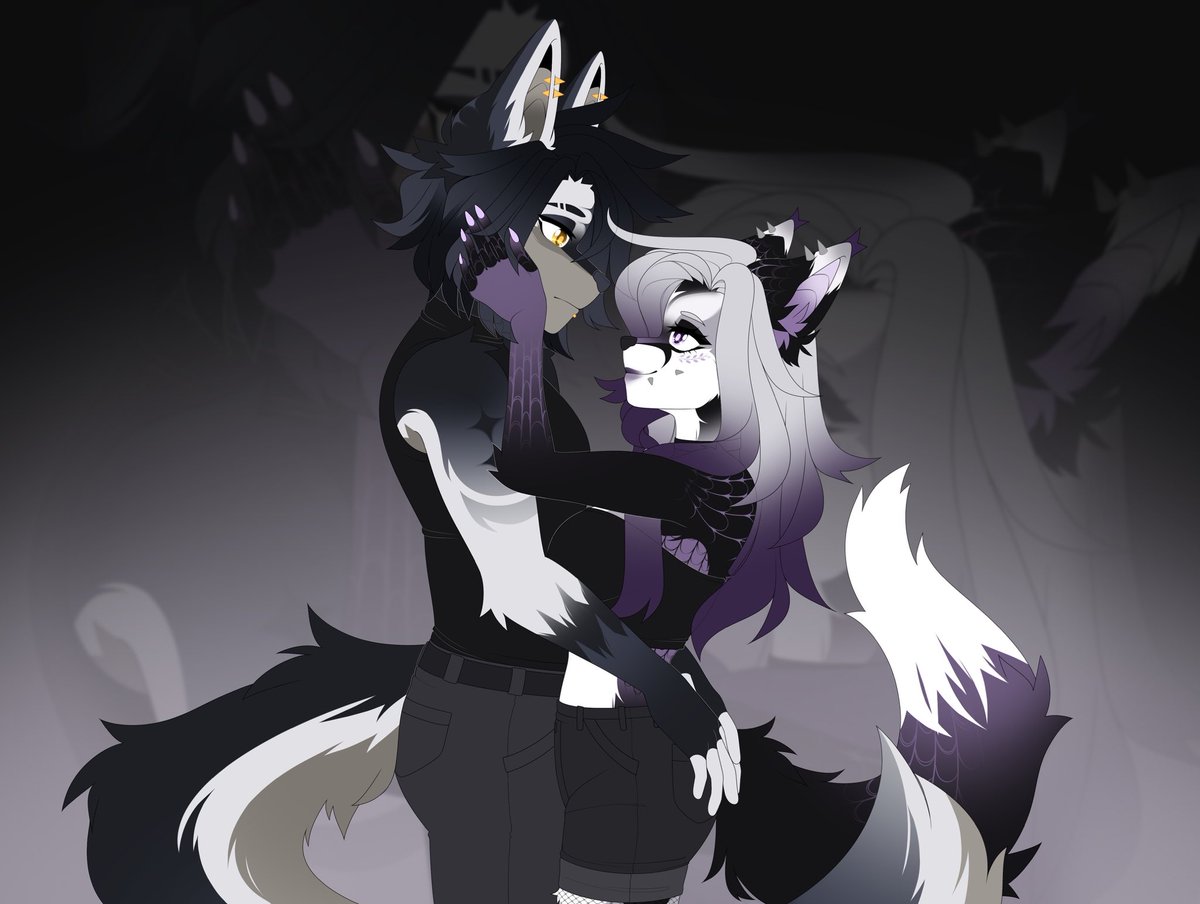 IntraNights's tweet image. Happy Valentines Day! 💕

To these sillies. Evander and Ianthina 💛💜

#art #furry #anthro #ocs