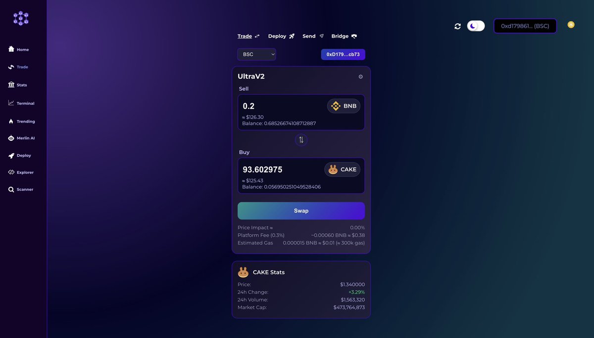 Sorcery frontend just got a full redesign

Core focus:  
⚡ Blazing performance  
✨ Simplified UI  
👁️ Total trade transparency  
🤝 Easy for everyone

Now with: real time quotes, auto network detection, perfect token logos, clear fees/gas/impact &amp; dedicated asset stats.