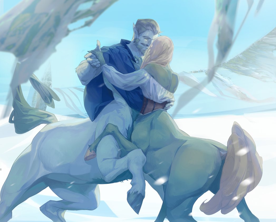 horseman8art's tweet photo. A winter dance.✨
#artgift #centaurlove #fantasyart #wintermagic https://t.co/5UlUg7gEo7