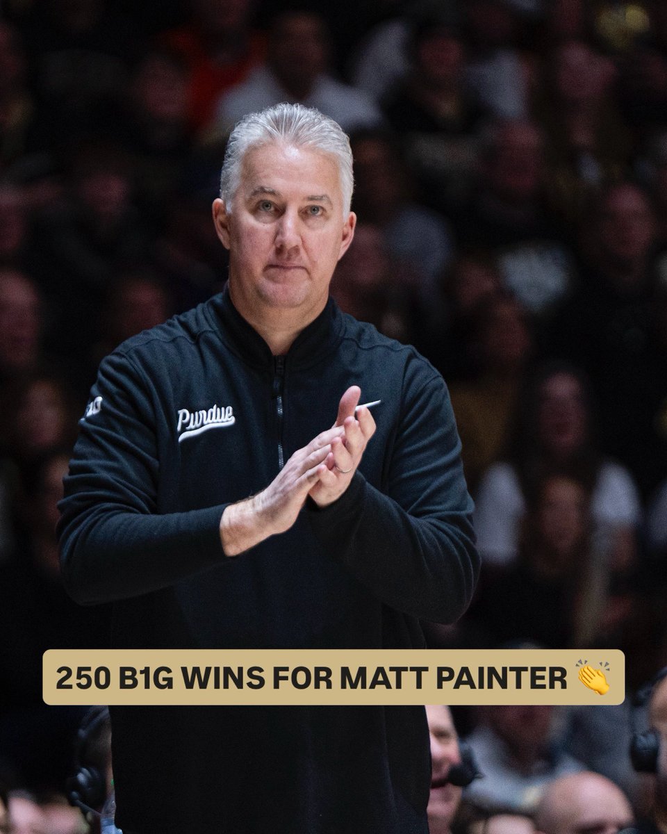 B1GMBBall's tweet photo. Matt Painter is just the fourth coach to win 250 @bigten games 💥 https://t.co/mZsBkInq0G
