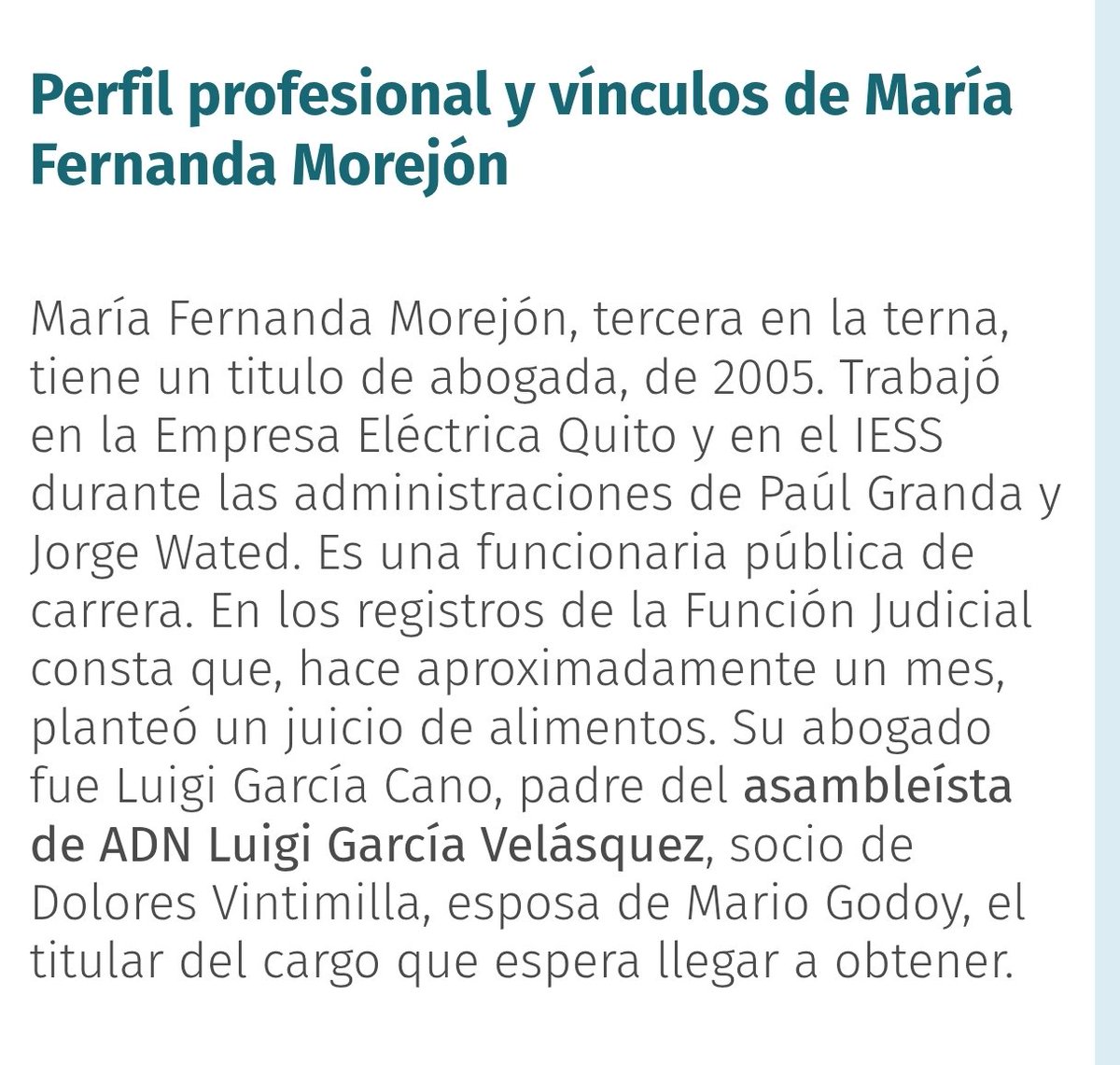 Baya baya. 
Al parecer un de las 3 ungidas tiene nexos cercanos con el círculo de Godoy. Estoy seguro que Marco Rodríguez no sabía de esto cuando la incluyó en la bendita terna. 

La noticia completa aquí: 
👇🏽
expreso.ec/actualidad/ter…