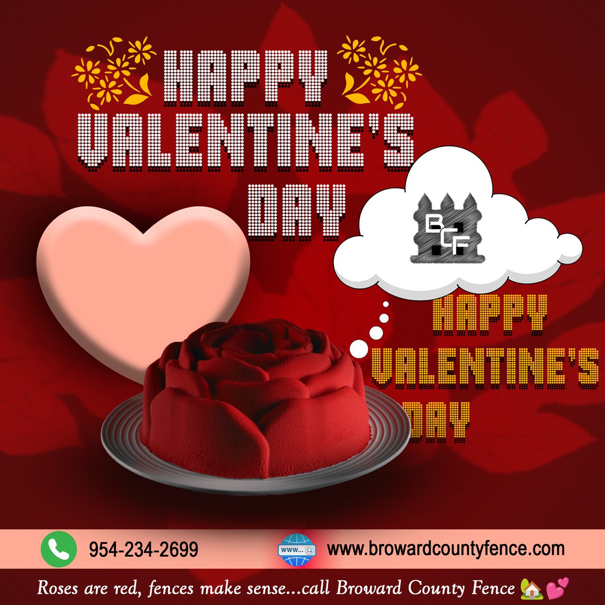 BcfFence's tweet photo. Happy Valentine’s Day from Broward County Fence! ❤️🌹

Thank you for trusting us to protect what matters most.

🔨 Strong. Secure. Built to last.
📞 954-234-2699
🌐 https://t.co/kuTXuICDEF
Roses are red, fences make sense… call Broward County Fence ❤️���
#HappyValentinesDay #BCF https://t.co/wCPxTwpyah