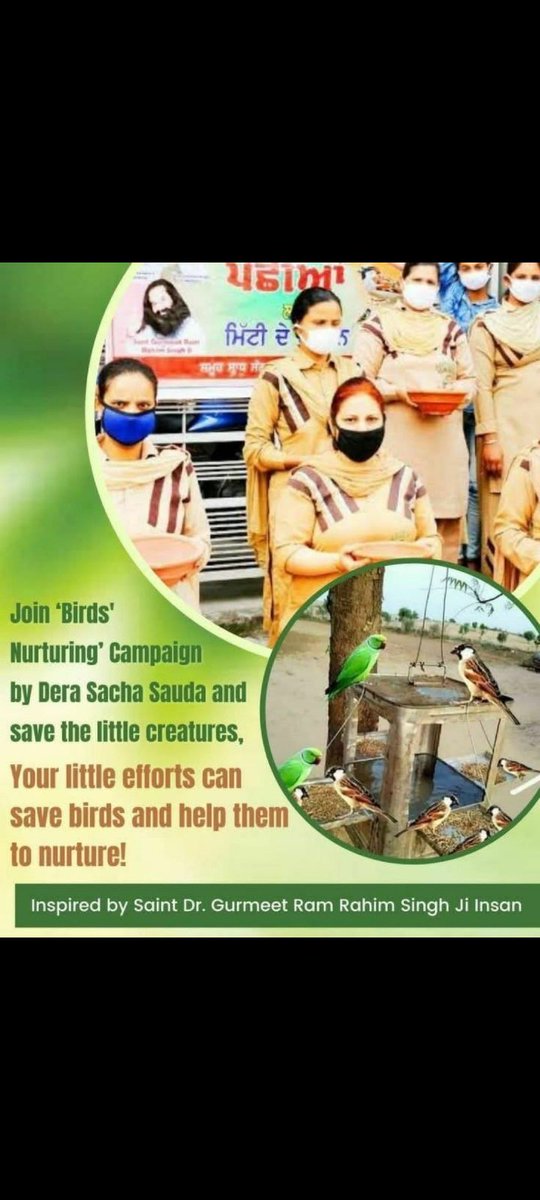 Parmind21230735's tweet photo. It is our duty to save &amp; protect every creature. With the Holy Inspiration of Saint Gurmeet Ram Rahim Ji  Volunteers of Dera Sacha Sauda not only save lives of animals &amp; birds but also help them to survive by providing shelter and food . #FeedEveryCreature https://t.co/oUuK9j2IVq