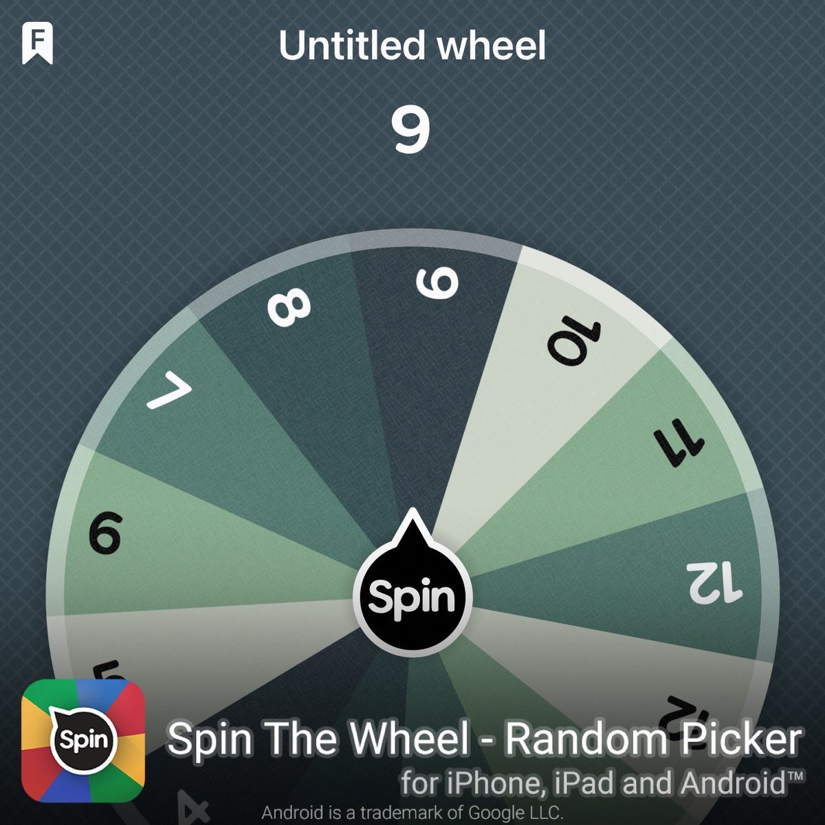 FounderGiveaway's tweet image. I rolled 9 in this fortune wheel! #SpinTheWheelApp #spinthewheel 👉 spinthewheel.app/download