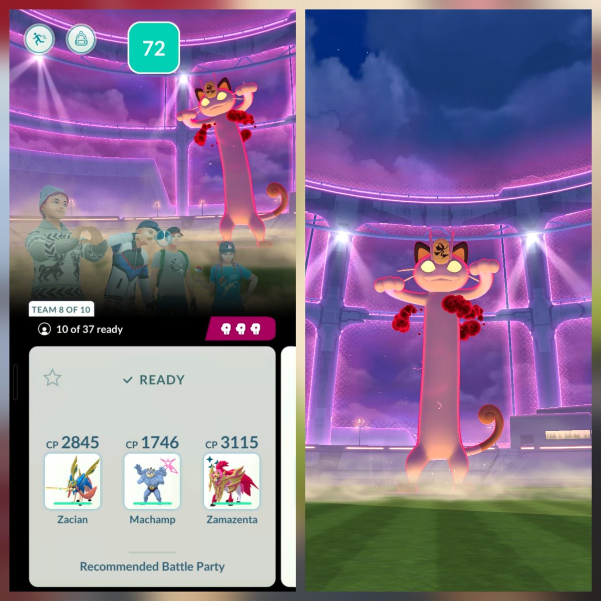 Caught a long 🐱. 
#PokemonGO 
#gigantamax #meowth