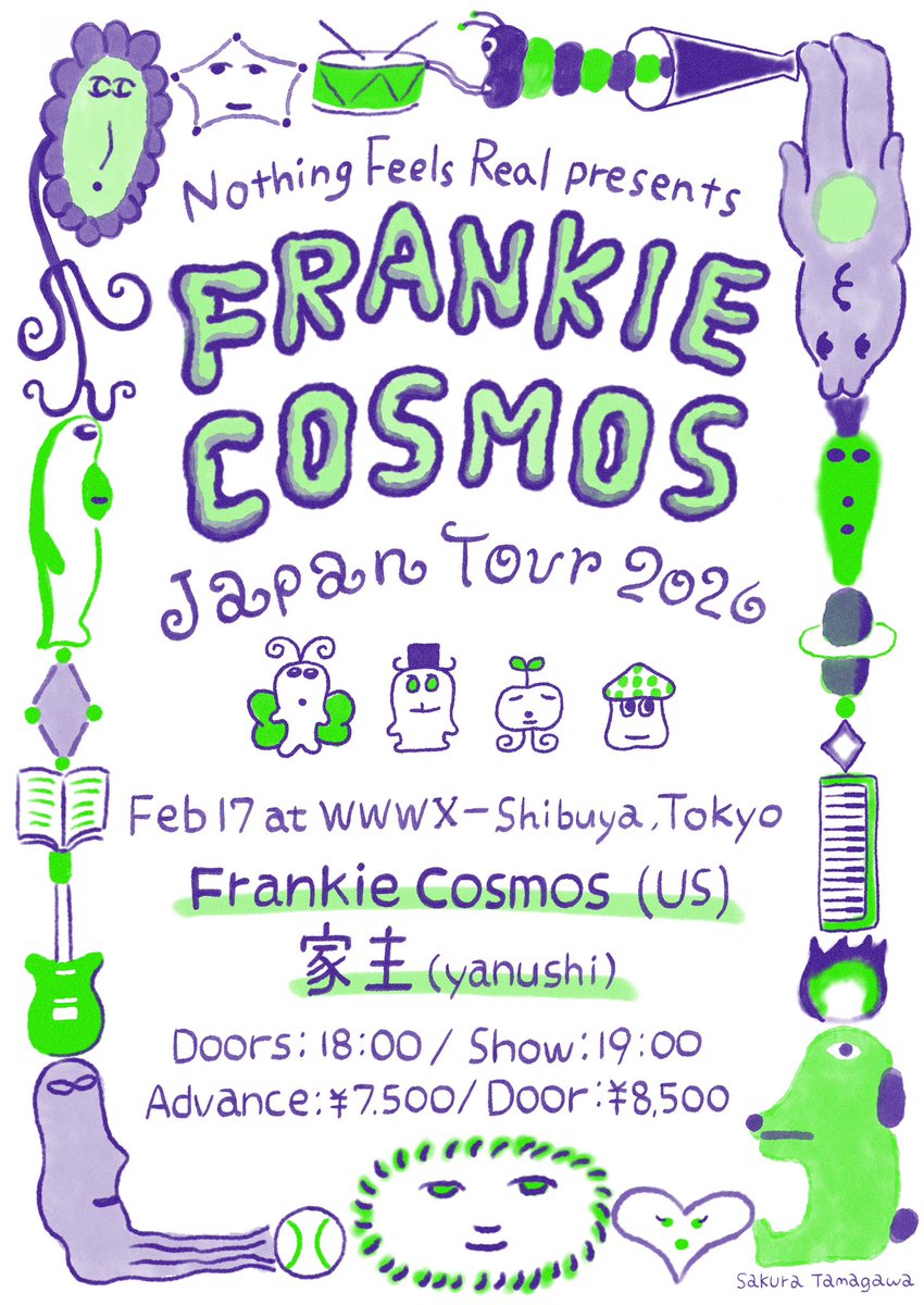 nothingsrealtbh's tweet photo. 🪀 Frankie Cosmos Japan Tour 2026 🪀

2/17(火) 渋谷 WWW X

Set Times:
18:00 開場
19:00 家主
20:05 Frankie Cosmos (US)

日米至高のインディーロック一騎討ち。家主もFrankie Cosmosもフルセットでお送りします。

eplus: https://t.co/fBiaqX6RA3
チケット予約：
https://t.co/cPEtgzevcK https://t.co/1uBbqMk2rK