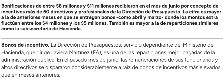 Chile, país generoso.
Recordar: en septiembre de 2025 se informó que funcionarios de la Dipres recibieron, en junio, bonos de entre $8 millones y $11 millones por concepto de "incentivo" ¿Nadie pensó que no se cumplirían las metas de déficit en 2025? ¿Nadie lo sabía?
Una burla.