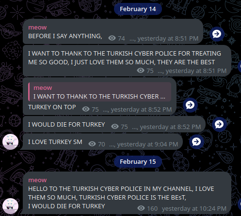 Sevy professes love to Turkish Cyber Police for valentines day 🥰