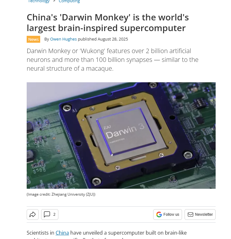 amazingdev02's tweet image. How have we not ran this narrative??

The Biggest And Smartest Supercomputer in the world is called "Darwin Monkey"

livescience.com/technology/com…