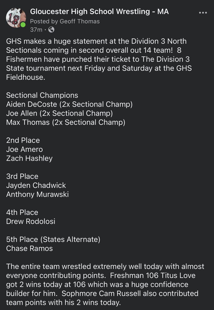 Gloucester HS (MA) Fishermen Wrestling tweet media