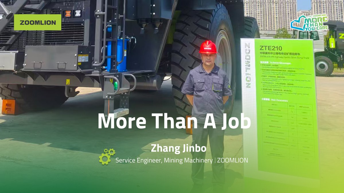 Zoomliontech's tweet photo. #MoreThanAJob
With 18 years of experience, service engineer Zhang Jinbo supports ZOOMLION’s new energy and smart mining projects, from domestic trials to overseas service, delivering reliable, professional, and customer-centered global support.
#MiningMachinery #GlobalService https://t.co/Y4yvSel6GA