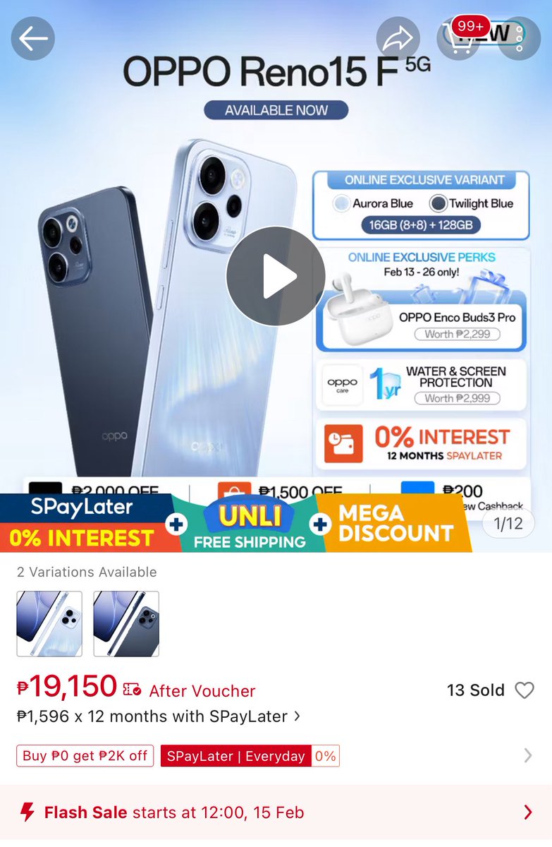 risseo's tweet photo. FLASH SALE ⚡️

￼[12 Months 0% SPayLater] OPPO Reno15 F 5G | 50MP Ultra Wide Selfie Camera | Photo Popout | ColorOS16

🔗: https://t.co/ojUyNQJbw1 https://t.co/LqxRB4HuA9