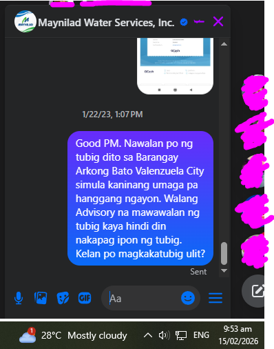 ashcryt's tweet photo. @maynilad @MWSS @mwssro @valenzuelacity @maynilad  sa FB mo pa ako ituturo, eh yung message ko nga doon last 2023 wala pang reply eh.

More then 3yrs ata ang backlogs niyo doon. https://t.co/Kmnds9sZNm