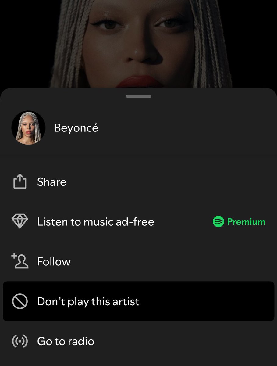 You can block her on Spotify