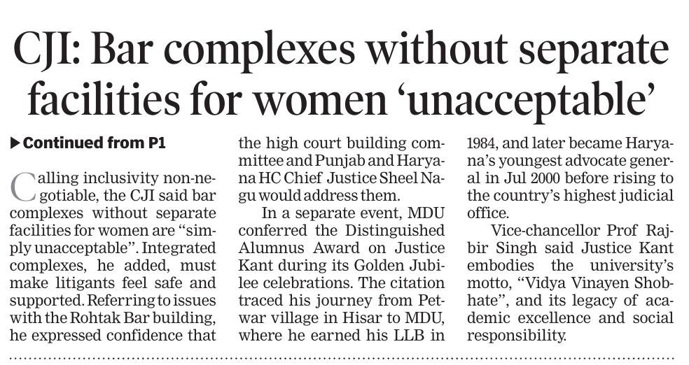 CJI Surya Kant calls for 50-Year vision in building future-ready court complexes, facilities for women lawyers #Courts SupremeCourt #CJI #Judiciary #JudicialInfrastructure