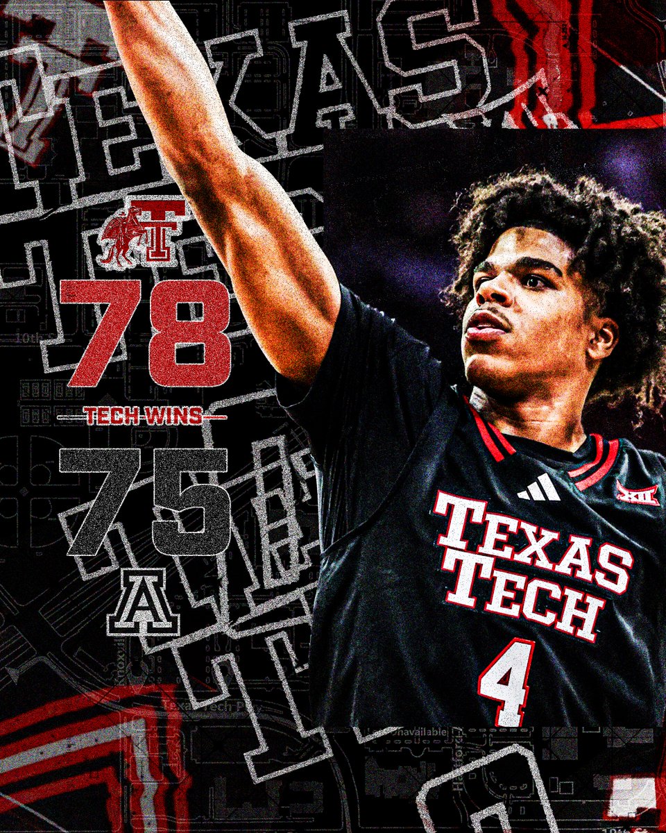 RedRaiderSports's tweet photo. Down goes No. 1 in Tucson! #TexasTech scraps together a win over Arizona!

https://t.co/lpvGVwvrSi https://t.co/enhwr0AG7T