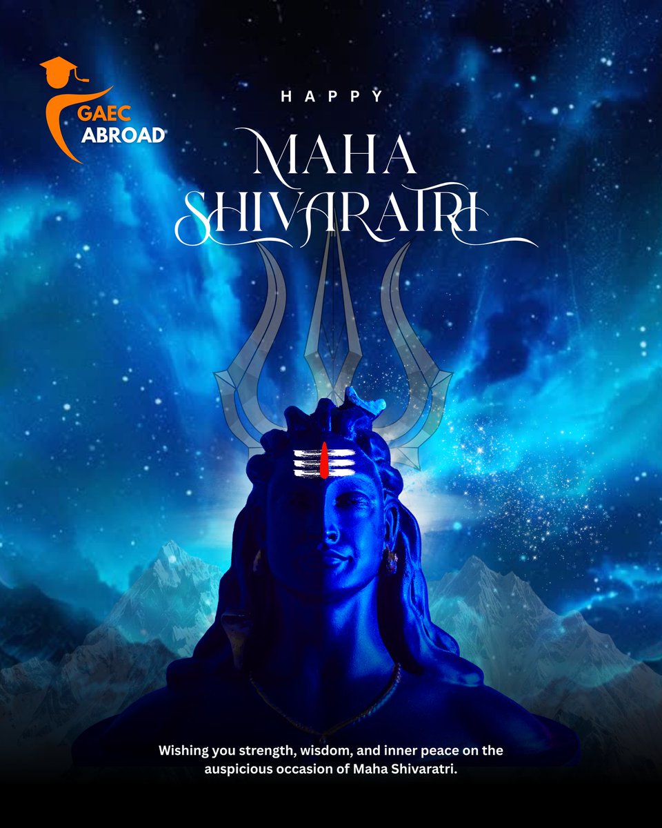 GAECABROAD's tweet photo. May Lord Shiva bless your path with strength, wisdom, and inner peace.
On this sacred night of Maha Shivaratri, let go of negativity and welcome divine energy into your life.
Har Har Mahadev! 🔱✨

#MahaShivaratri #HarHarMahadev #LordShiva #ShivaratriVibes #Mahadev https://t.co/MfGot3iew9