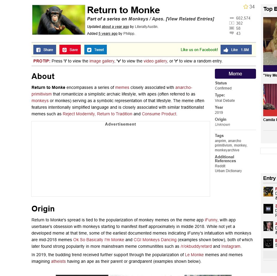 amazingdev02's tweet image. How has the biggest monkey meme of all time not ran yet??

Reject Humanity. Return To Monke

17M+ Views on YouTube and 10k+ original meme submissions 

knowyourmeme.com/memes/return-t…

youtube.com/watch?v=c1s3Ie…
