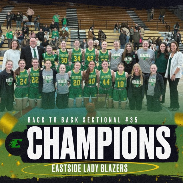 I am so very proud of these Lady Blazers. Great season. 3-time NECC Tournament &amp; 2-time Conf. Champions  &amp; Back to Back Sectionals. I would not trade our Ladys for anyone. These are all Eastside Lady Blazers from beginning to end. Thanks you Seniors.  Love you all⚡️⚡️⚡️⚡️⚡️⚡️⚡️