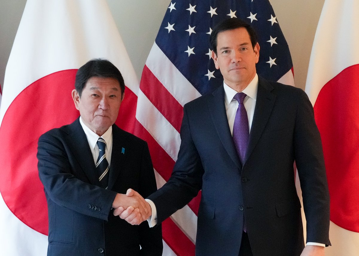 FM MOTEGI held a meeting with the Honorable Marco Rubio, Secretary of State of the United States of America, during his visit to Munich, #Germany. They held a candid exchange of views
