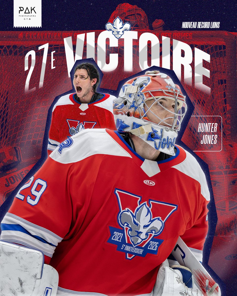 HUNTER JONES DEVIENT LE GARDIEN LE PLUS VICTORIEUX DE L’HISTOIRE DES LIONS⭐️🥅

Grâce à sa 27e victoire avec la formation ce soir, Hunter Jones établit un nouveau record de concession pour le plus grand nombre de victoires par un gardien de but dans l’histoire des Lions! 👏