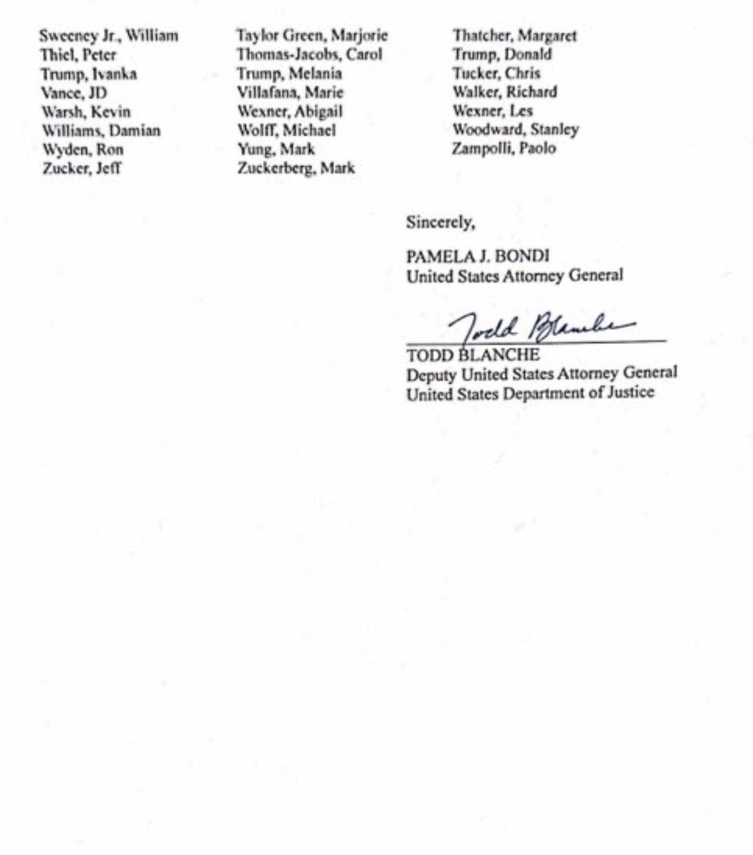 BREAKING:  This is huge AG Pam Bondi announces DOJ has released all #EpsteinFiles under the Epstein Files Transparency Act

 including justified redactions and a list of high-profile names appearing in the documents.

Interesting thing is bondi Pam is also appearing in the list