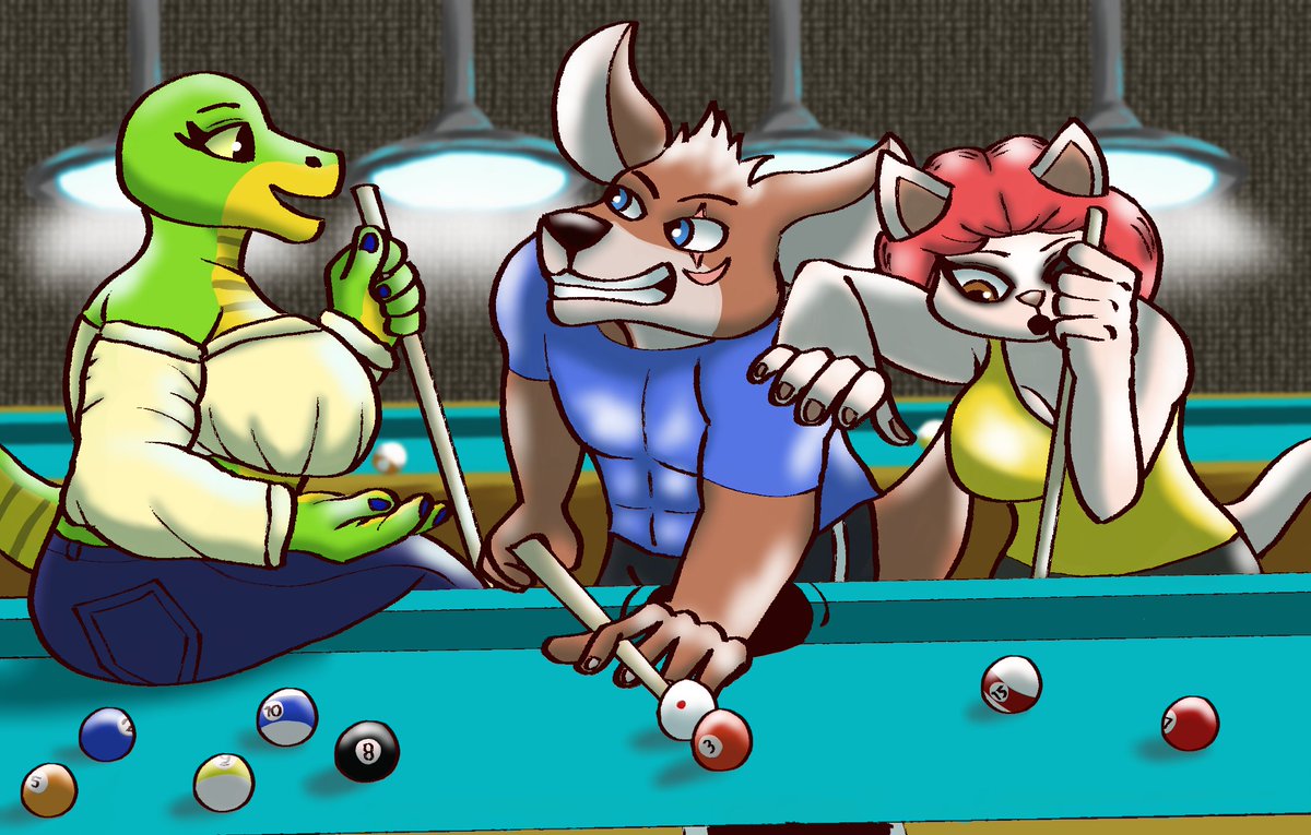 Roger it's having a pool game with Emerald and Miriam, while all together are having a good time on it! :3