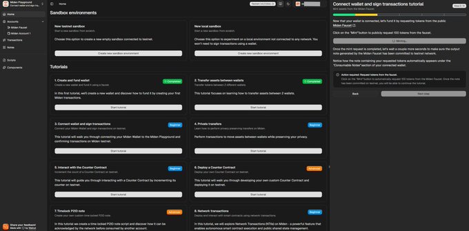 suloochhana's tweet photo. .
@0xMiden  Testnet Tutorial
 If you’re new, Transferring Assets Between 

Wallets   > Start here: 
- Go to: https://t.co/lNEy0ZdC2W

- Connect wallet - Click on Start Tutorial under Transfer assets between wallets https://t.co/KMfKT0RW8E