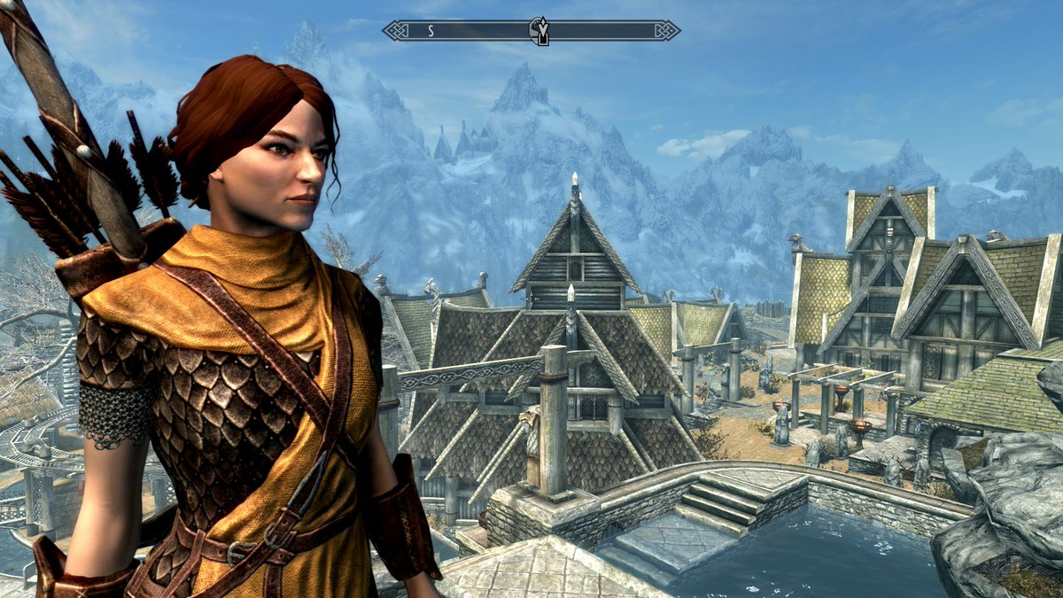 I started playing #Skyrim Anniversary Edition this weekend. It's been a long time since I played. I'm finding it more relaxing than BG3. I installed a few mods to improve my character's textures. She's still close to the base game look. I'm glad I didn't need a dozen mods. <3