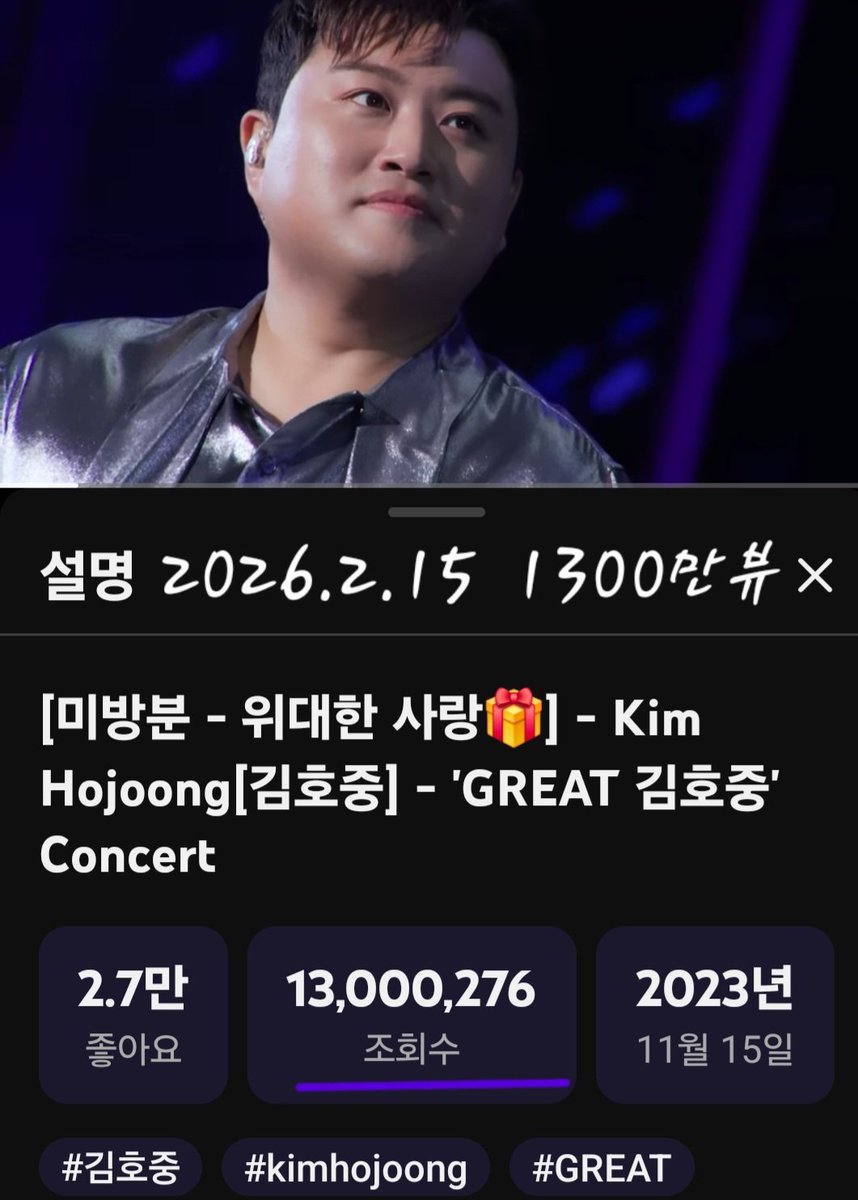 굳건한 믿음과 사랑으로 
김호중 음악과 함께 살아가는
마음들이 쌓이고 쌓여
Great김호중 콘서트 MV1300만뷰 달성 축하해 🎉 
#Great김호중콘서트_위대한사랑_1300만뷰
#김호중 #KIMHOJOONG #TVAROTTI 
#김호중_UnAmoreCosiGrande
#김호중_아리스
youtu.be/SIiFFA-v4AA?si…