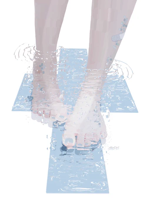 #私はこういう絵を描いています 爽やかに病む ほの暗い水色の絵を描いています 羊水のような眠りにつく瞬間のきらめきのような ぜひお見知り置きを…。