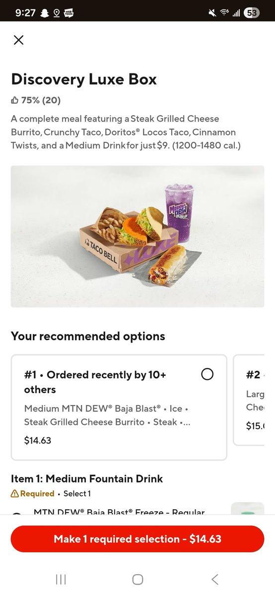 The price jacking for things is.. insane. I get delivery pricing, sure, but 6$ more? With an additional delivery charge, taxes and fees? Like, what the genuine fuck. <a href="/tacobell/">Taco Bell</a> if youre going to upcharge, leave out the original price, yeah?