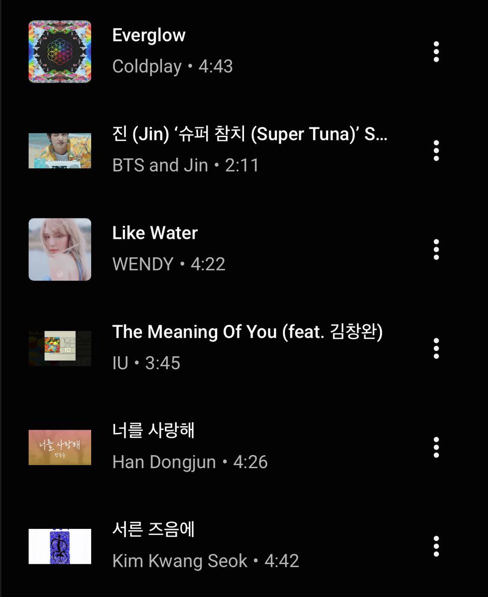 Like Water on Jin's Love Song Selections youtube music playlist   

music.youtube.com/playlist?lis