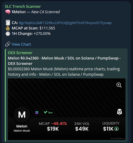 $Melon ran 150%+ after SLC's Trench Scanner alert!

BgrDq6Us2WRTJ29ku19Fb1QEgbHTKo976npsUSTEpump
____
Interested in the SLC Trench Scanner? DM “Access” to <a href="/scanner_SLC/">SLC Trench Scanner</a>
—
Interested in the SLC Black Ledger Discord? Apply at slcblackledger.org
——