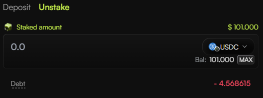 Polynomial(<a href="/PolynomialFi/">Polynomial</a>)
shutdown

➡️アンステーク方法
stekeしてポイント稼いでた人は引き出しましょう
unstake時にdebtの支払いが必要になります

unstake＞預けた資産にするとDebt額がわかる
ブリッジ画面に遷移してarbitrumなどからその額をpolynomialに向けてブリッジ