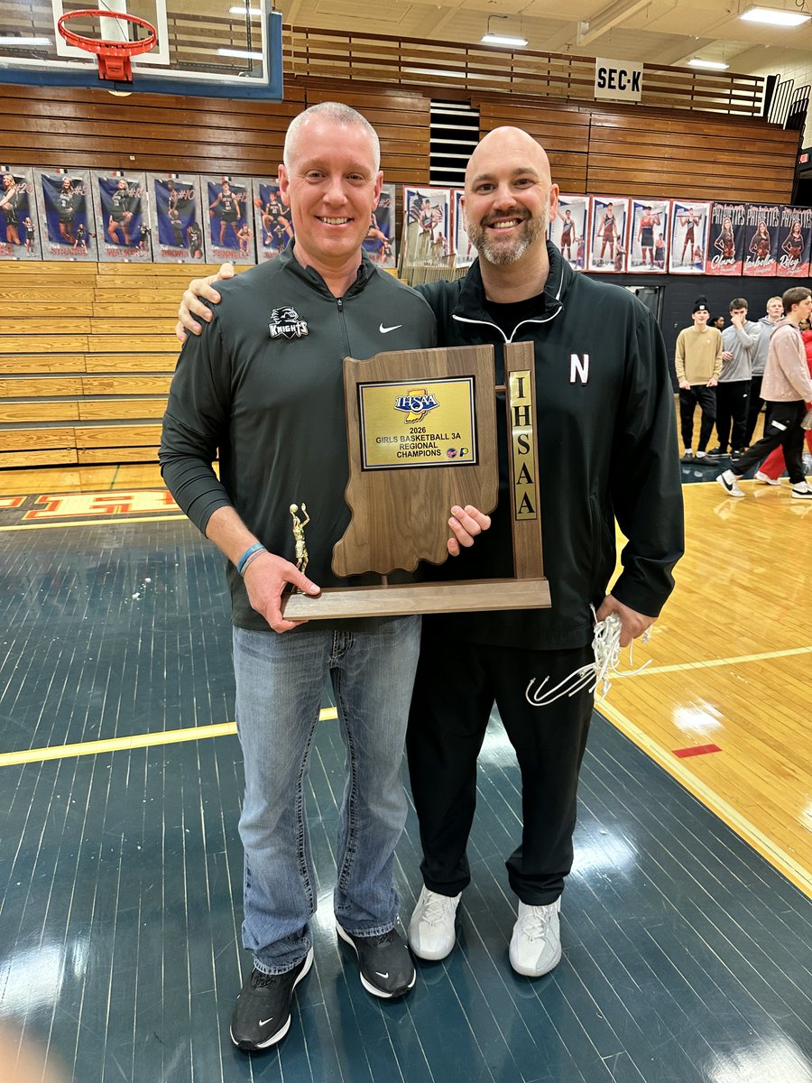 knightsath's tweet photo. 1st Regional Championship in basketball in school history! I want to thank our crowd tonight, you were awesome! Semi-State drawing is at 2:00 tomorrow. We will play at Greencastle, Southport, Jasper or Jennings Co. https://t.co/BrH1jppIEJ
