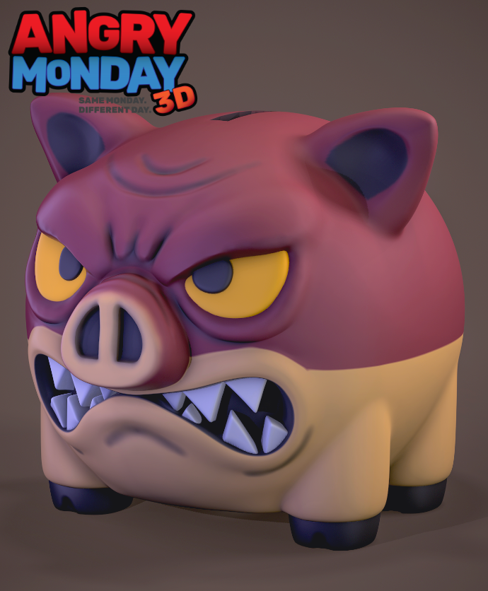 AngryMonday_3D's tweet photo. Sick of cute piggy banks? Save with an attitude! Our Angry Swine isn't here to play, he's securely guarding your change. Get ready to shake up your desktop: https://t.co/pWWg7dcSJx #AngrySwine #3DModel @Thangs3D https://t.co/pTpTwhFXJV