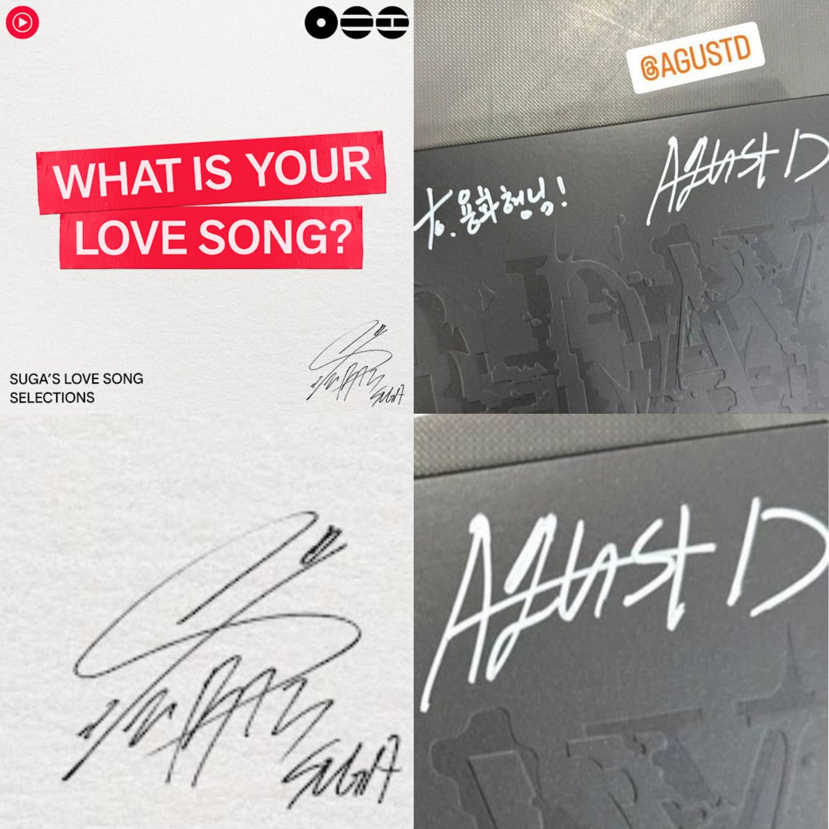 The fact that Yoongi has distinct signatures for both SUGA and Agust D, shows commitment to his craft. That's a true artist right there.