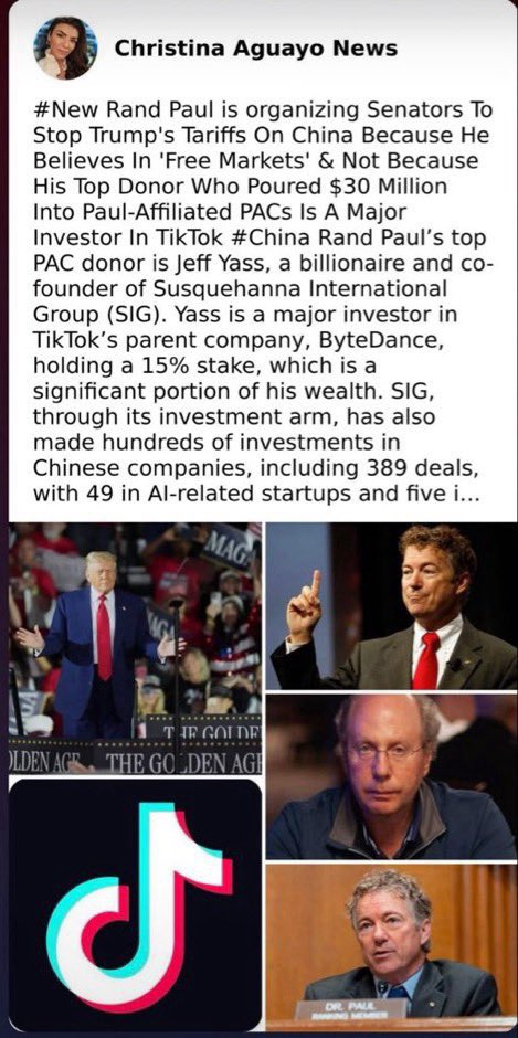 <a href="/RightPulseNewss/">Right Pulse News</a> <a href="/ElephantSignal/">Elephant Signal 🐘🇺🇸</a> Hell No!!! <a href="/RandPaul/">Rand Paul</a> is accused of getting rich off of his China and Maduro investments so why do you think he opposes tariffs 🤪Follow the money ⬇️⬇️⬇️