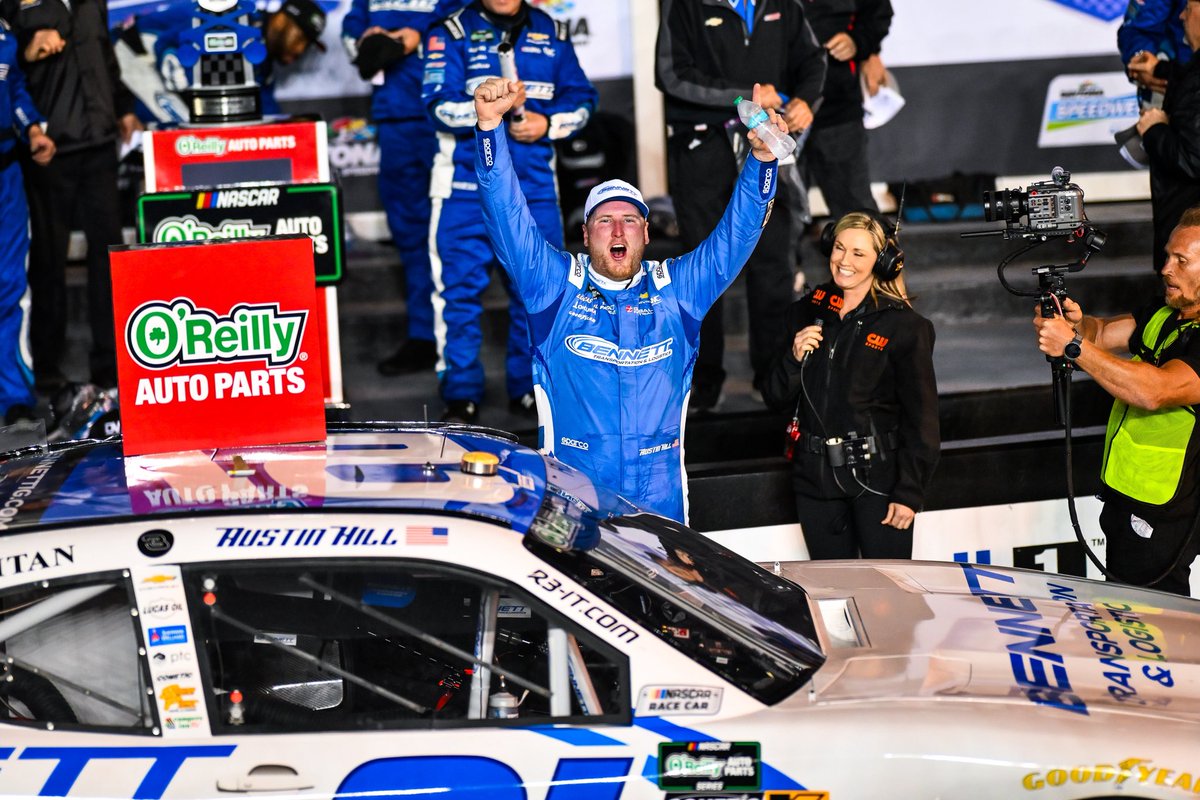 CampbellJim's tweet photo. Congratulations @_AustinHill &amp; #21 Chevrolet team on winning the United Rentals 300 at Daytona International Speedway in the @NASCAROReillyAP series. Win and points! @TeamChevy @BennettFamilyCo @RCRracing @DAYTONA @Global_Indust https://t.co/cFSZ9nkaDF