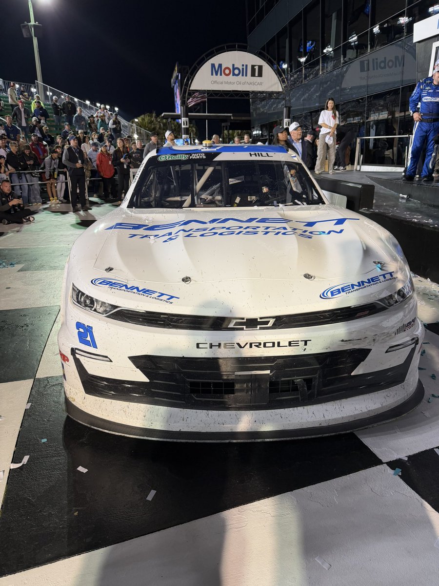 CampbellJim's tweet photo. Congratulations @_AustinHill &amp; #21 Chevrolet team on winning the United Rentals 300 at Daytona International Speedway in the @NASCAROReillyAP series. Win and points! @TeamChevy @BennettFamilyCo @RCRracing @DAYTONA @Global_Indust https://t.co/cFSZ9nkaDF