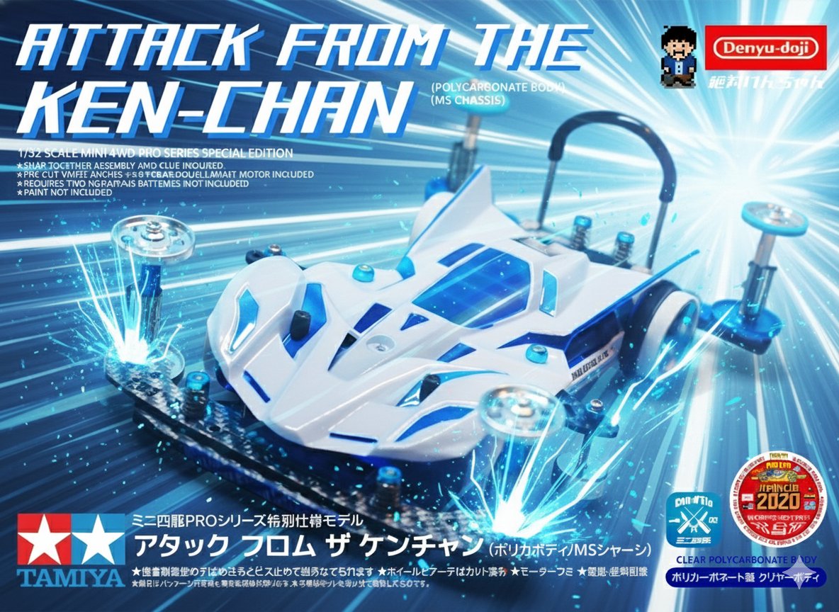 switchmaniacs's tweet photo. 昔ハマってたミニ四駆の画像出てきた！
パッケージぽくしてたのが懐かしいなあ
１枚目の画像をAIに与えてみたら更にカッコよくしてくれた😁 https://t.co/DTvOoo7lJW